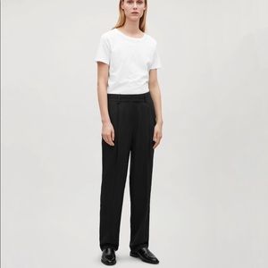 COS Relaxed Straight-leg Silk Trousers In Black